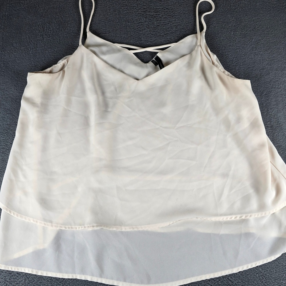 Maurices Cream Ivory Layered Chiffon Cami Strappy Back V-Neck Tank Top XL